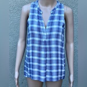 Joie Soft Blue White Plaid Sleeveless Flannel sz XXS